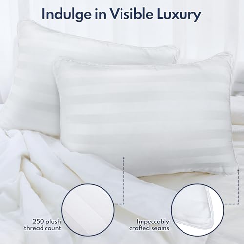 DIORIS Queen Pillows Set of 2 - Bed Pillows for Sleeping, Cooling Down Alternative Pillow, Medium Firm for Side Back Stomach Sleepers, Hotel Quality, Machine Washable - Image 4