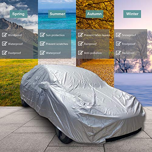 ROCCS Tesla Model 3 Car Cover Waterproof All Weather Full Exterior Car Cover Rain Snow UV Heat Protection with Charg Port Opening,Zipper for Tesla Model 3 Outdoor Accessories - Image 4
