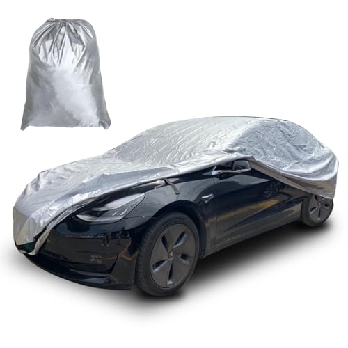 ROCCS Tesla Model 3 Car Cover Waterproof All Weather Full Exterior Car Cover Rain Snow UV Heat Protection with Charg Port Opening,Zipper for Tesla Model 3 Outdoor Accessories - Image 1
