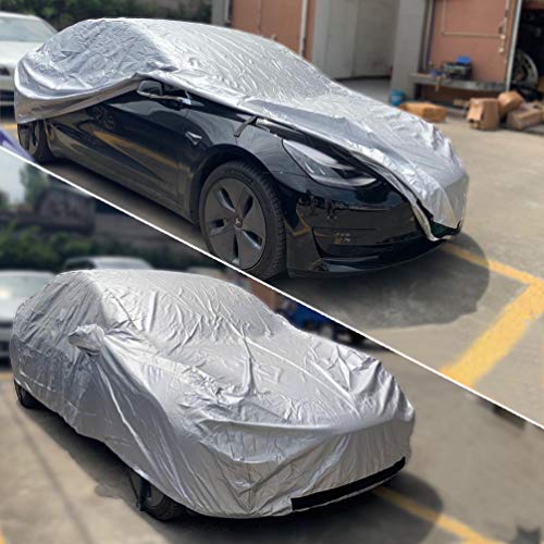 ROCCS Tesla Model 3 Car Cover Waterproof All Weather Full Exterior Car Cover Rain Snow UV Heat Protection with Charg Port Opening,Zipper for Tesla Model 3 Outdoor Accessories - Image 5