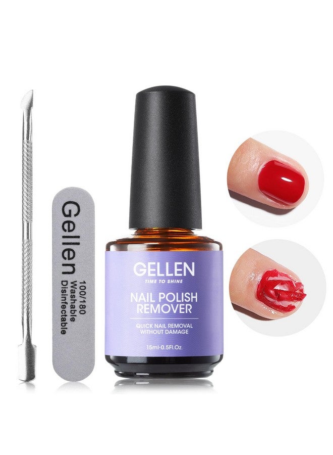 Gellen Gel Nail Polish Remover, Gel Polish Remover for Nails with Cuticle Pusher and Nail File, Easily & Quickly Remove Gel in 2-5 Minutes, No Need Soaking Or Wrapping - Image 1