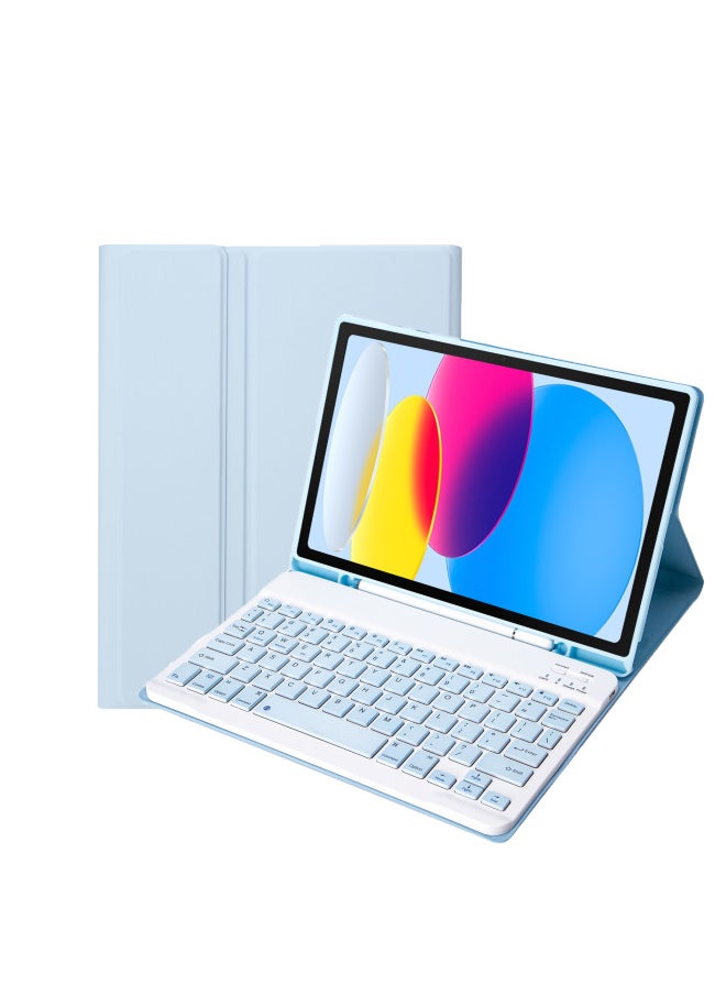 Generic - For Samsung TabS9FE11 Inch 2023 Protective Cover Wonderful Control Magnetic Suction Colorful Backlit Bluetooth Keyboard Soft Shell-Color:Sky Blue-Bluetooth Keyboard-Product Type:Samsung Tab S9 11 Inch 2023 - Image 1