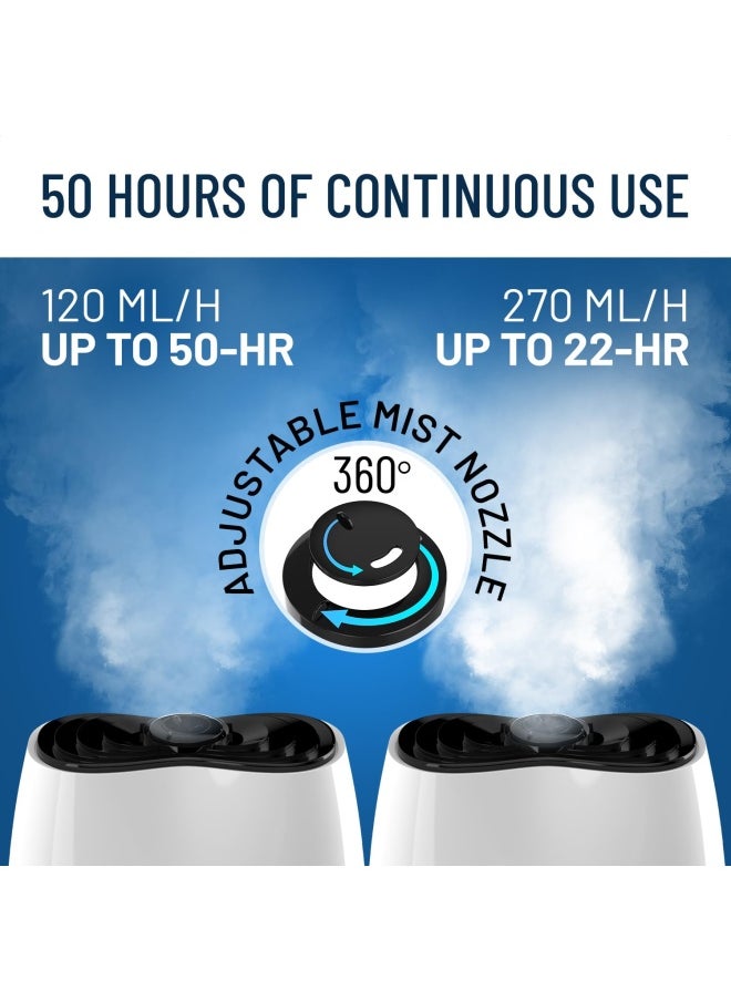 Cool Mist Humidifier For Bedroom 6L - Filterless Quiet Ultrasonic - Large Room Home Air Vaporizer With Diffuser And Essential Oil Tray White