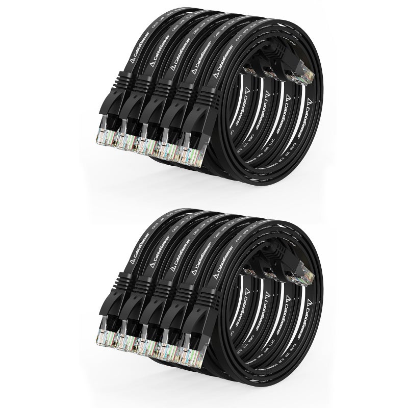 CableGeeker Cat 6 Ethernet Cable 1.5ft (10 Pack) (at a Cat5e Price but Higher Bandwidth) Flat Internet Network Cables - Cat6 Ethernet Patch Cable Short - Black Computer LAN Cable with Snagless RJ45 Connectors - Image 1