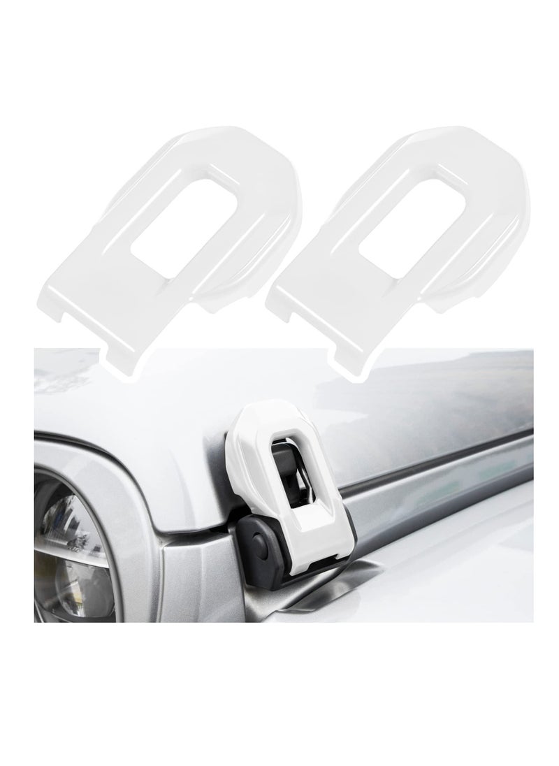 SYOSI Hood Latch Lock Catch Brackets Cover for 2018-2022 Jeep Wrangler JL JLU Unlimited Sports Freedom Sahara Rubicon Gladiator JT 2-Door & 4-Door Exterior Accessories Decoration (White 2PCS)  - Image 1