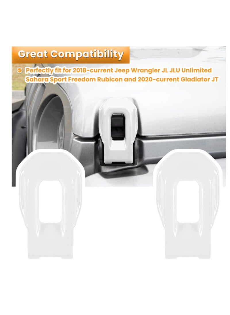 SYOSI Hood Latch Lock Catch Brackets Cover for 2018-2022 Jeep Wrangler JL JLU Unlimited Sports Freedom Sahara Rubicon Gladiator JT 2-Door & 4-Door Exterior Accessories Decoration (White 2PCS)  - Image 2
