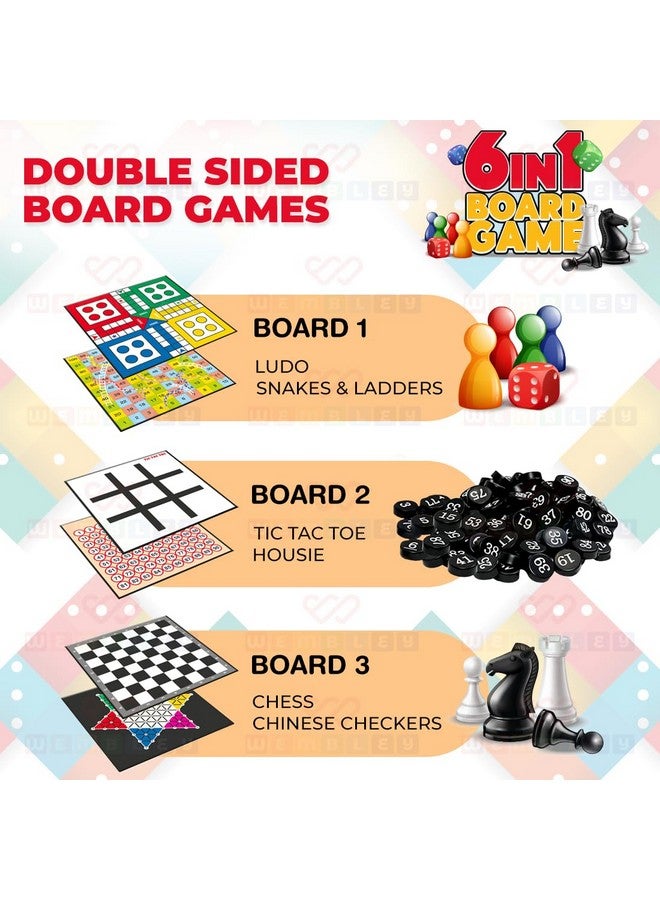 Wembley 6 in 1 Classic Board Game for Kids & Adults | Ludo, Snake & Ladder, Chess, Checkers, Housie, Tic Tac Toe | Family Fun Travel Indoor Board Games Boost Decision Making Strategic Thinking - Image 3
