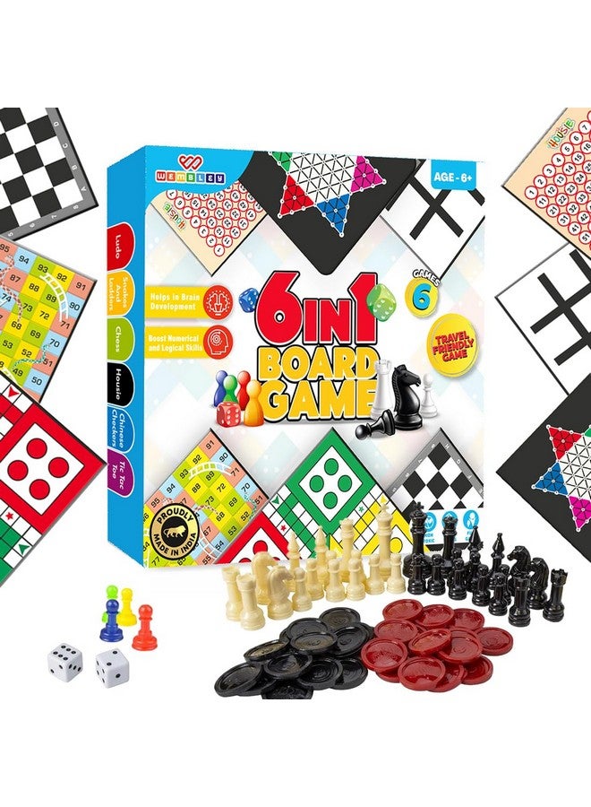 Wembley 6 in 1 Classic Board Game for Kids & Adults | Ludo, Snake & Ladder, Chess, Checkers, Housie, Tic Tac Toe | Family Fun Travel Indoor Board Games Boost Decision Making Strategic Thinking - Image 1