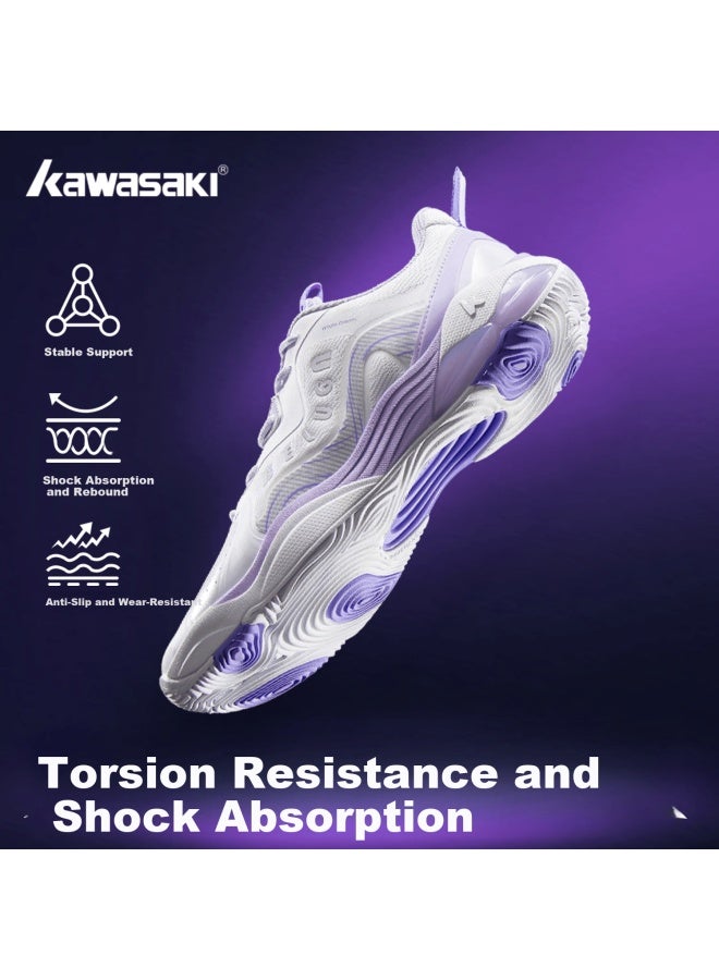 Kawasaki أحذية بادل كاواساكي يوني، امتصاص للصدمات، متينة، غير قابلة للانزلاق، أحذية رياضية احترافية، حلم الحوت برو، أبيض بنفسجي فاتح، مقاس 36 - Image 1