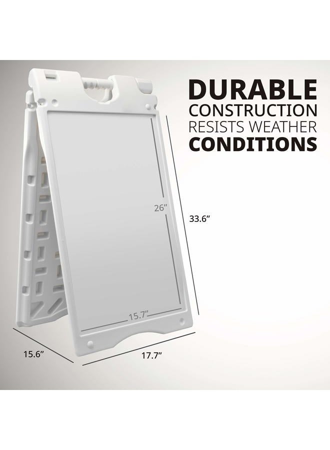 Jumbl A-Frame Signboard 15.7” x 26” Display Surface – Small Outdoor Sandwich Board w/Weather Resistant PVC Sign Protector & Sand Fill Holes – Dual Signage Stand for Storefront Sidewalk Curb (White) - Image 3