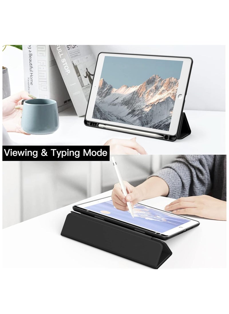 Case Compatible with iPad 10.2 Inch (9th Generation 2021/8th Gen 2020/7th Gen 2019), Auto Wake/Sleep Cover with Pencil Holder(Black)