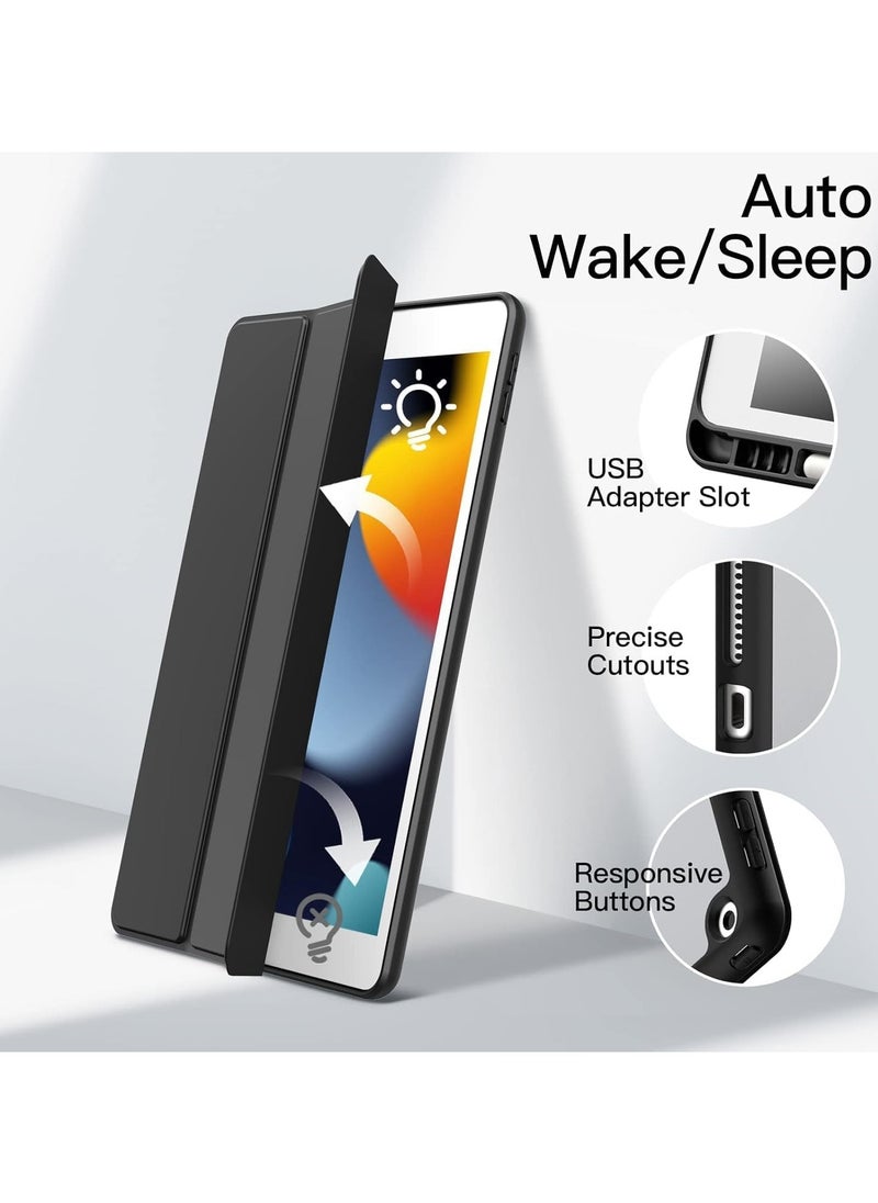 Case Compatible with iPad 10.2 Inch (9th Generation 2021/8th Gen 2020/7th Gen 2019), Auto Wake/Sleep Cover with Pencil Holder(Black)