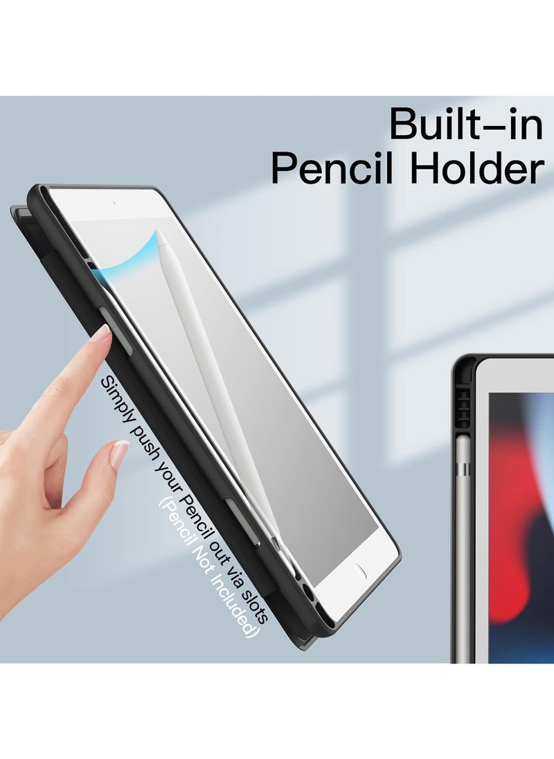 Case Compatible with iPad 10.2 Inch (9th Generation 2021/8th Gen 2020/7th Gen 2019), Auto Wake/Sleep Cover with Pencil Holder(Black)