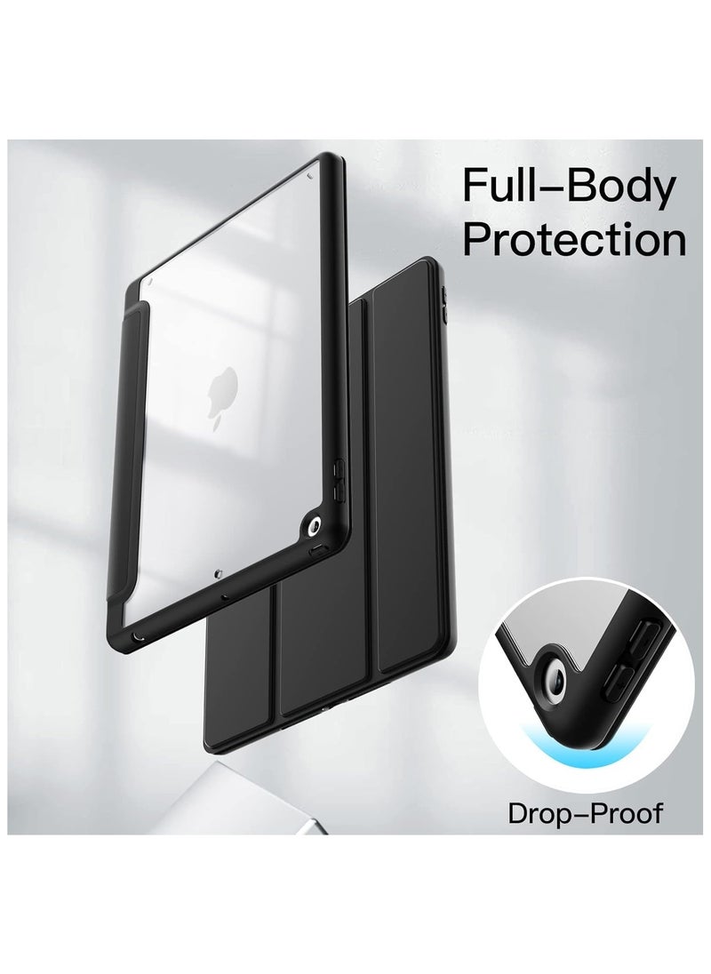 Case Compatible with iPad 10.2 Inch (9th Generation 2021/8th Gen 2020/7th Gen 2019), Auto Wake/Sleep Cover with Pencil Holder(Black)