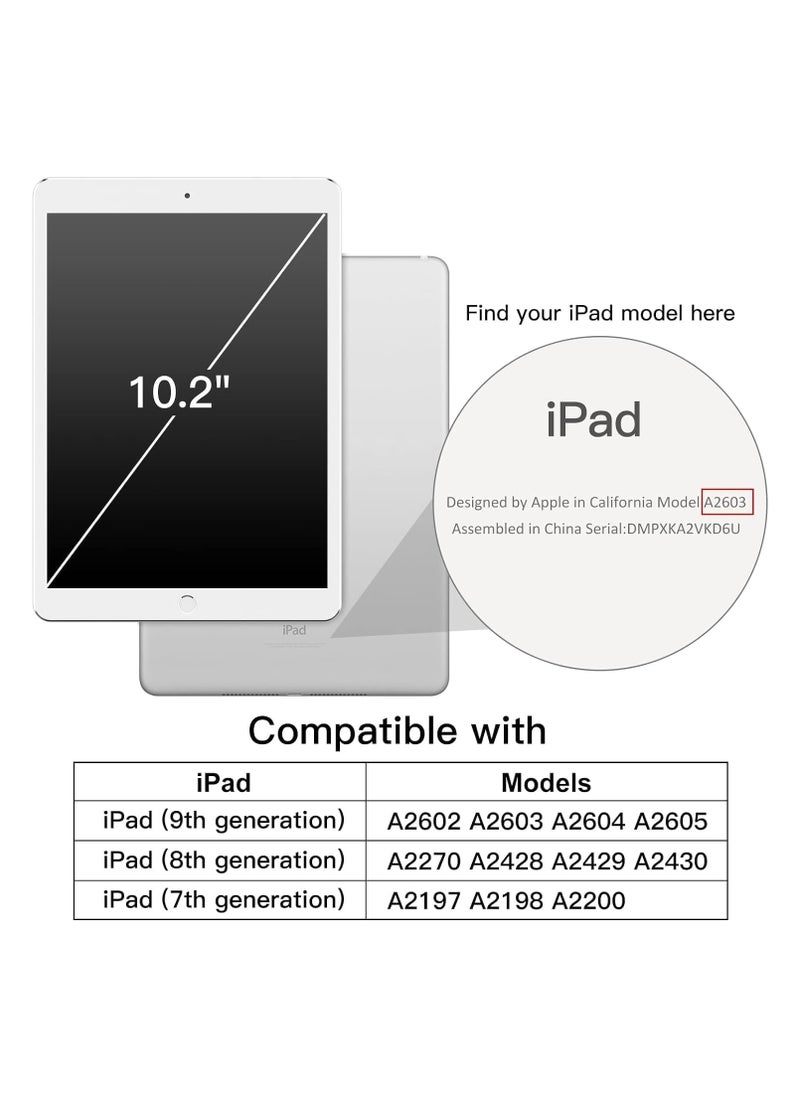 Case Compatible with iPad 10.2 Inch (9th Generation 2021/8th Gen 2020/7th Gen 2019), Auto Wake/Sleep Cover with Pencil Holder(Black)