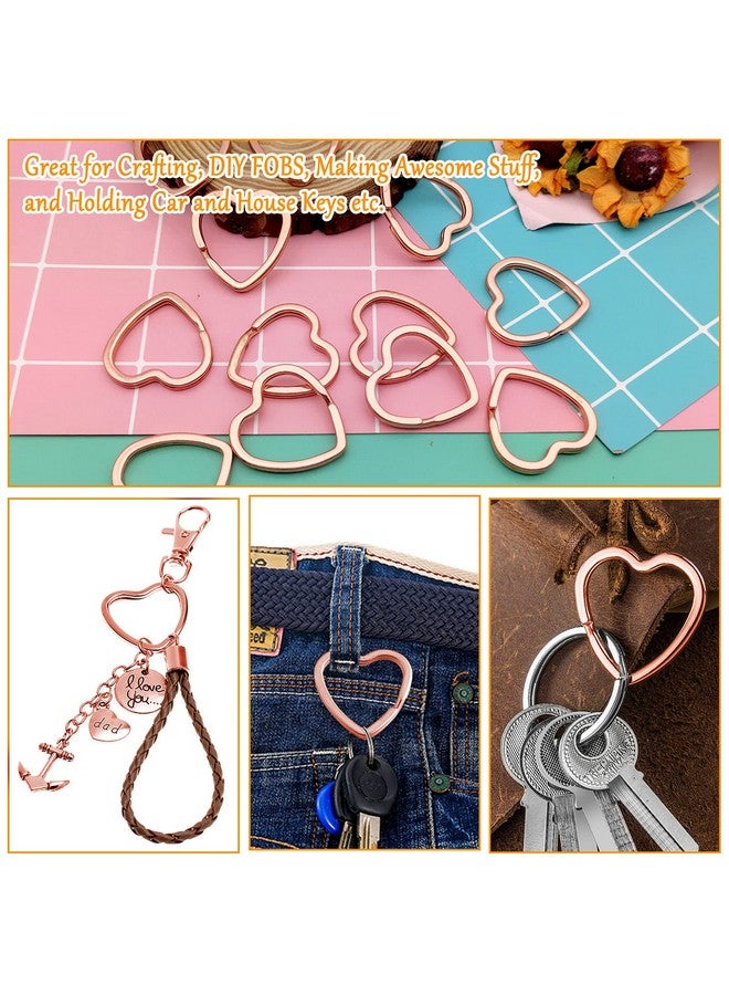 Oubaka 50Pcs Heart Shaped Split Key Ringsmetal Key Rings Crafts Diy Keychain Bulk For Home Car Office Organizationarts & Crafts Projects Lanyards (Rose Gold) - Image 4