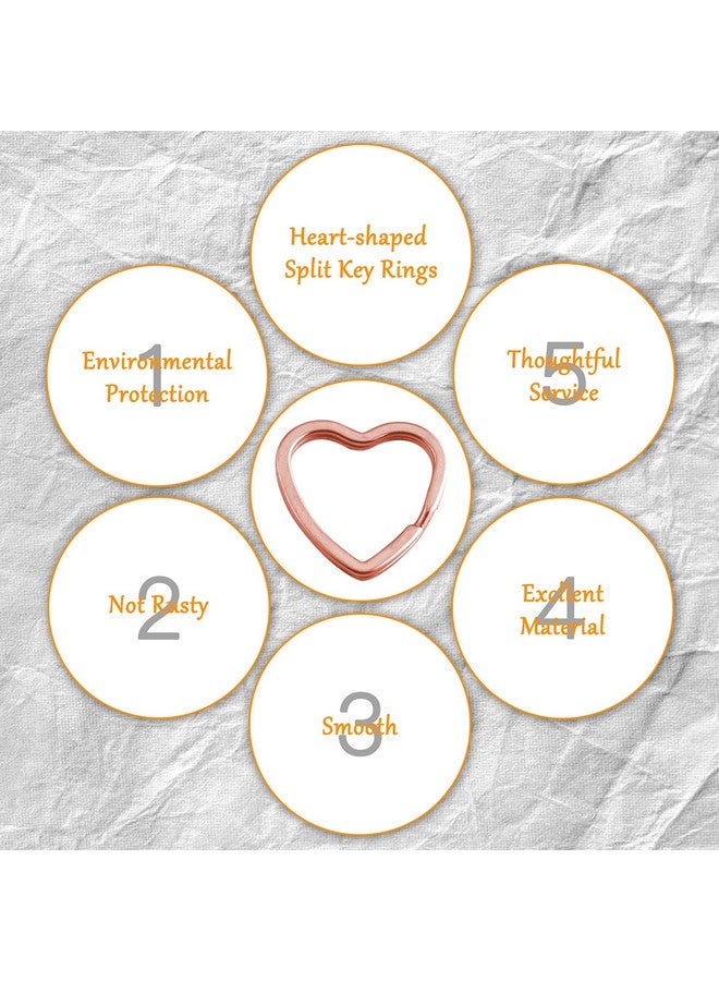 Oubaka 50Pcs Heart Shaped Split Key Ringsmetal Key Rings Crafts Diy Keychain Bulk For Home Car Office Organizationarts & Crafts Projects Lanyards (Rose Gold) - Image 5
