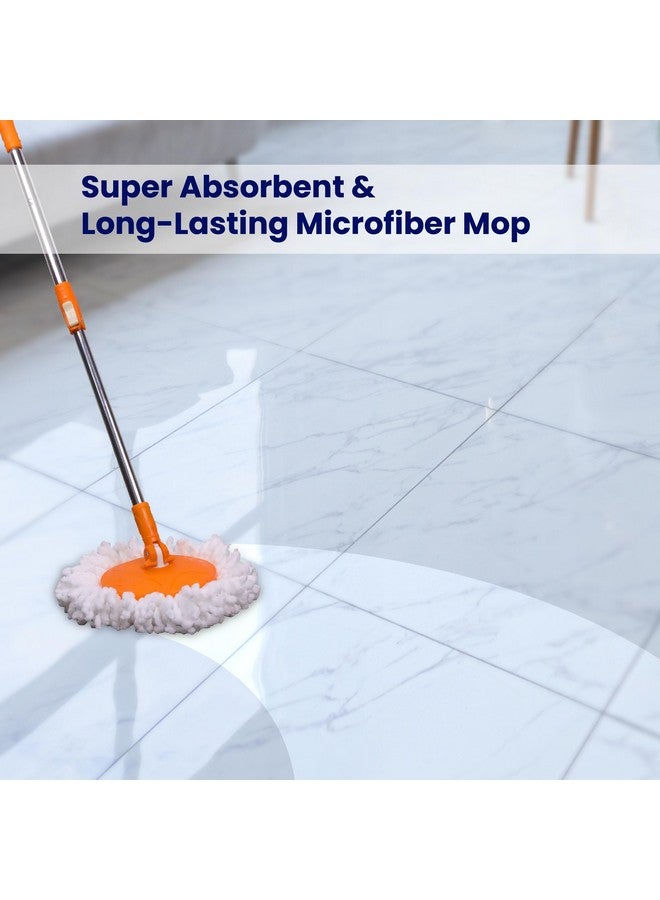 Chakaa chak Chakaachak Bucket Spin Mop Stick Rod & Microfiber Refill | 360° Rotating Super Absorbent Mop Head | Adjustable 47-Inch Easy-Grip Metal Handle | Ideal for Home, Office & Commercial Floor Cleaning - Image 4