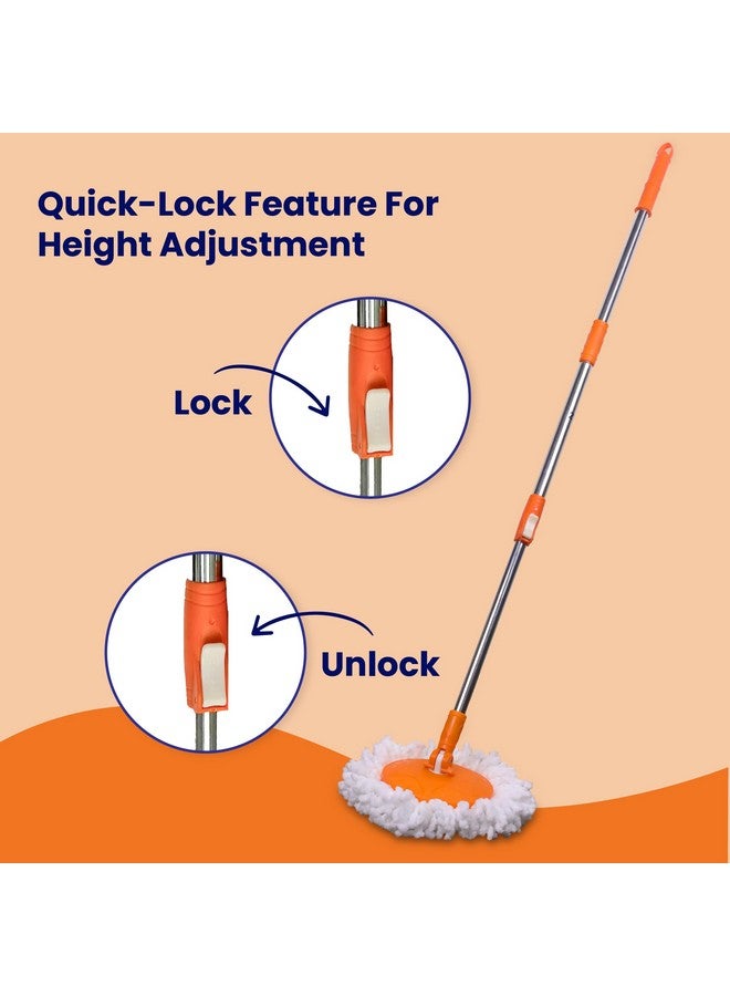 Chakaa chak Chakaachak Bucket Spin Mop Stick Rod & Microfiber Refill | 360° Rotating Super Absorbent Mop Head | Adjustable 47-Inch Easy-Grip Metal Handle | Ideal for Home, Office & Commercial Floor Cleaning - Image 2