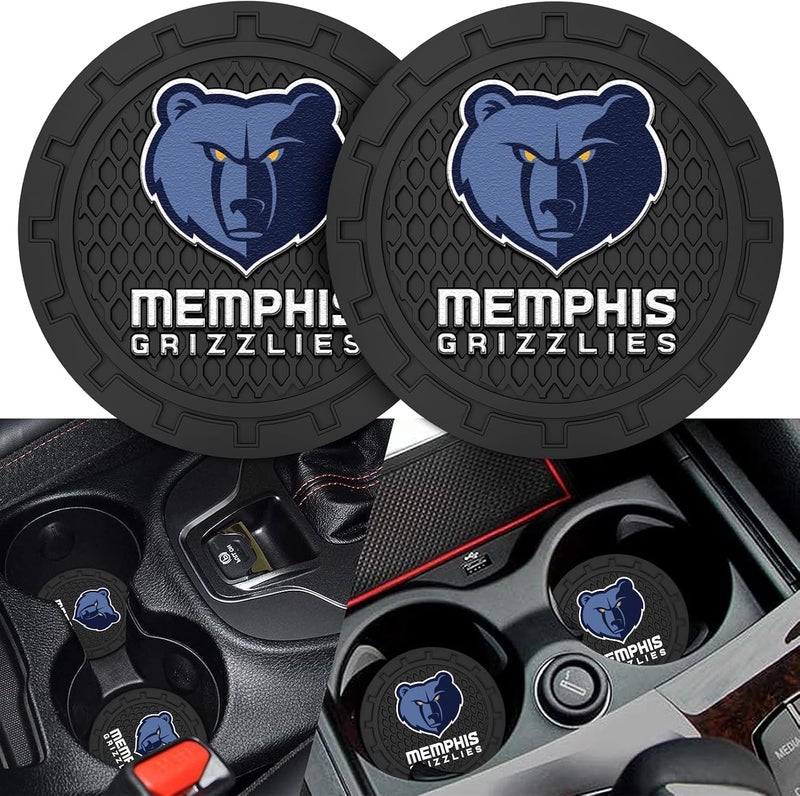 EMIJOY Grizzlies Car Cup Holder Coasters,Memphis Grizzlies Car Cup Coasters for Drink Holder,2pcs Car Cup Holder Insert,Basketball Stuffs for Cars,Anti-Split Dust Proof Car Cup Mat,Beverage Mat,2.75'' - Image 2