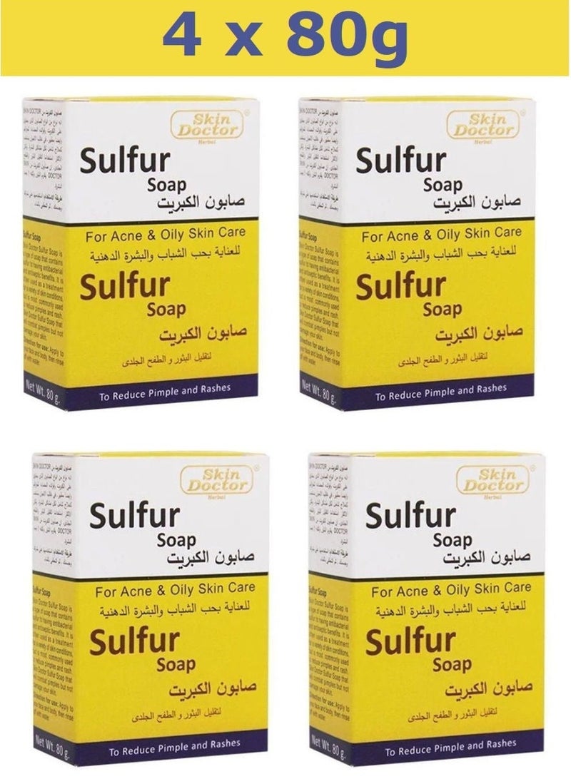 Skin Doctor Pack Of 4 Sulfur Soap For Acne & Oily Skin Care 4 X 80g - Image 2