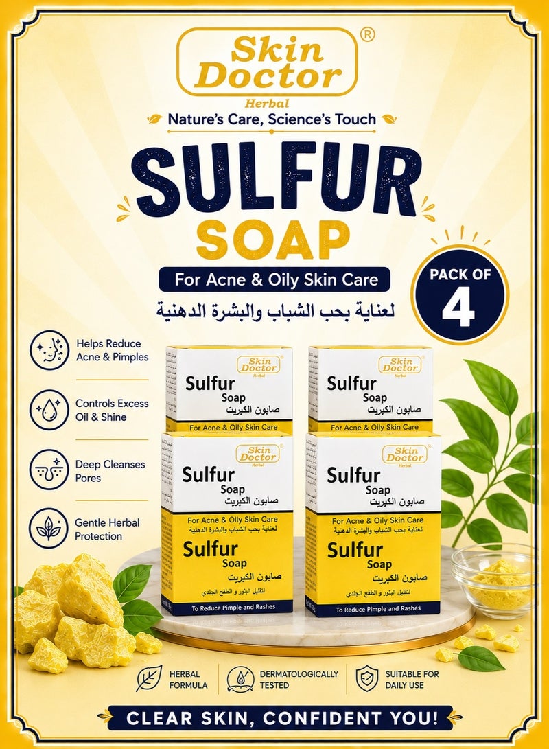 Skin Doctor Pack Of 4 Sulfur Soap For Acne & Oily Skin Care 4 X 80g - Image 1