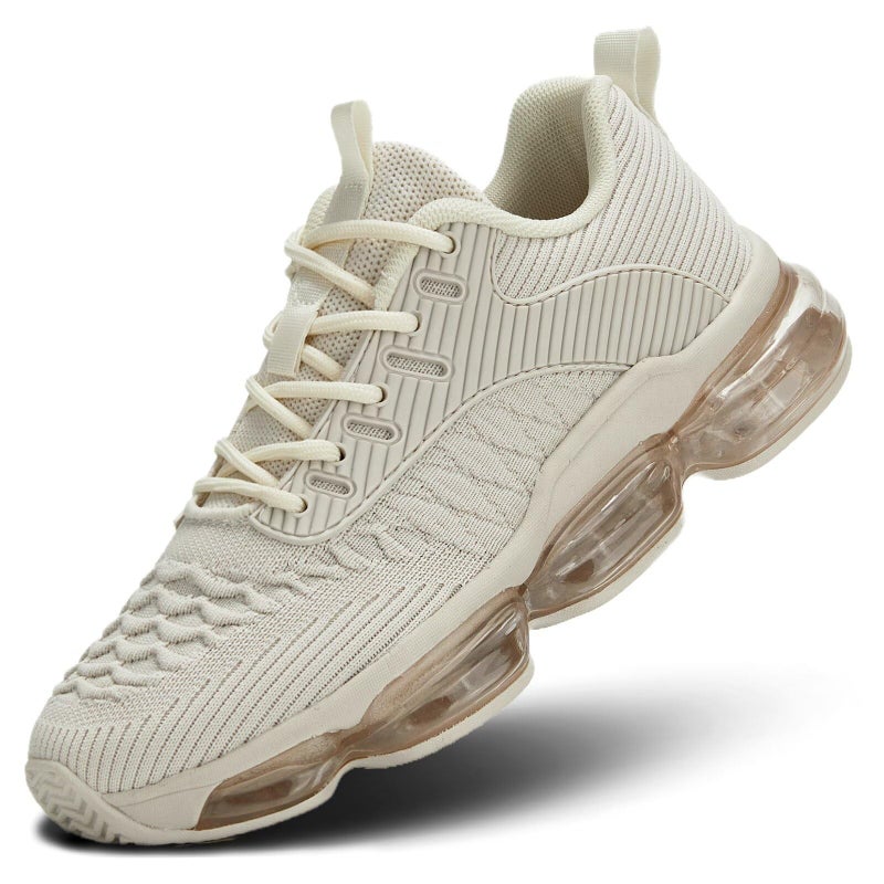 Luogoks Womens Walking Running Shoes Air Cushion Basketball Sneakers Fashion Tennis Breathable Sport Gym Fitness Cross Trainers Shoes Khaki - Image 1