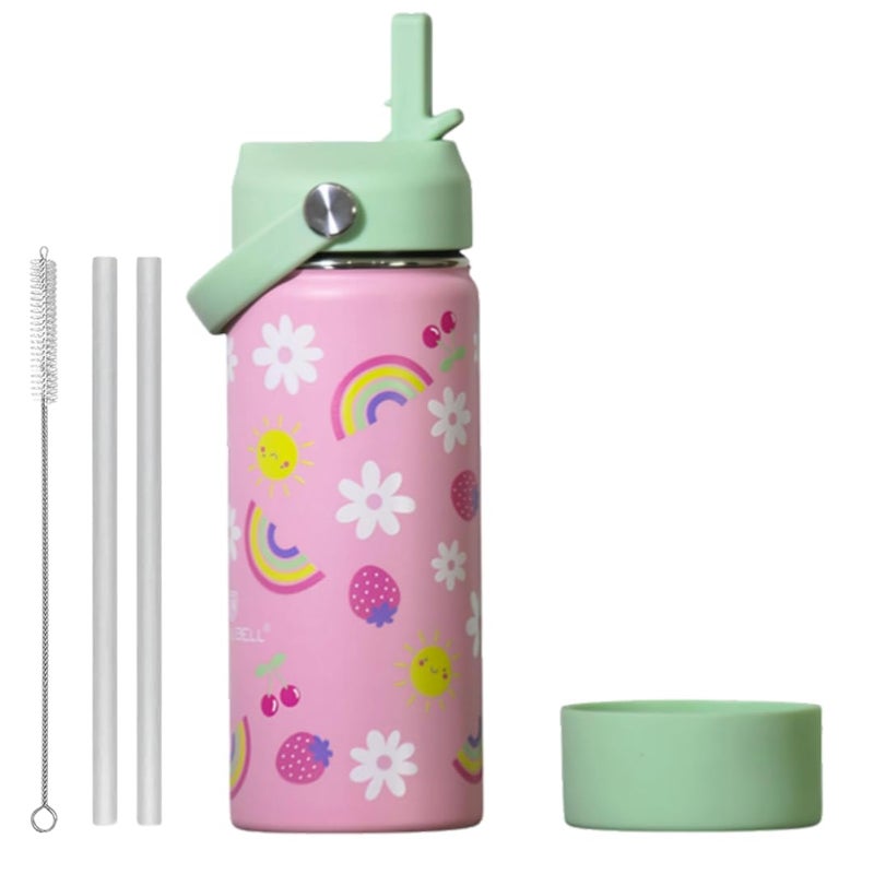 TOM  BELL Insulated Water Bottle for Kids 500ml,Double Wall Water Bottle for School, Sipper Bottle,Hot and Cold, Premium 304 Stainless Steel. (Flower, 500ml) - Image 1