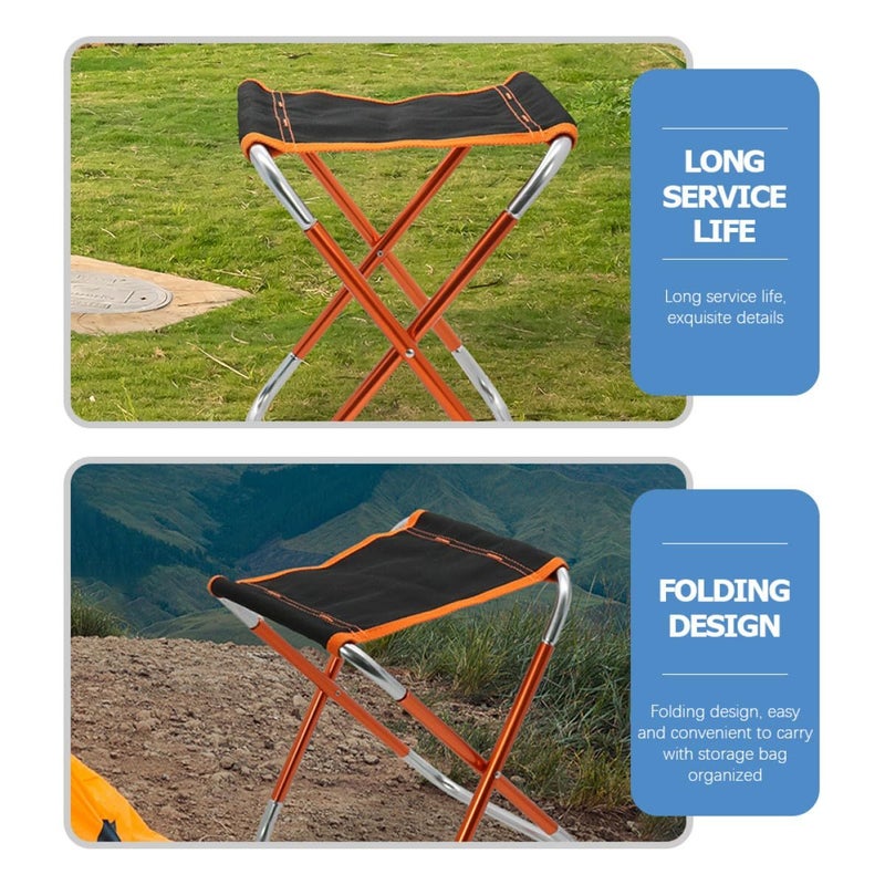 Portable Folding Stool Compact Outdoor Camping Chair With Carry Bag Small Orange - Image 5