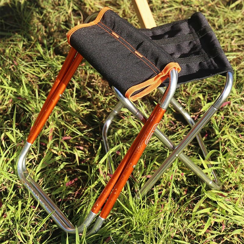Portable Folding Stool Compact Outdoor Camping Chair With Carry Bag Small Orange - Image 3