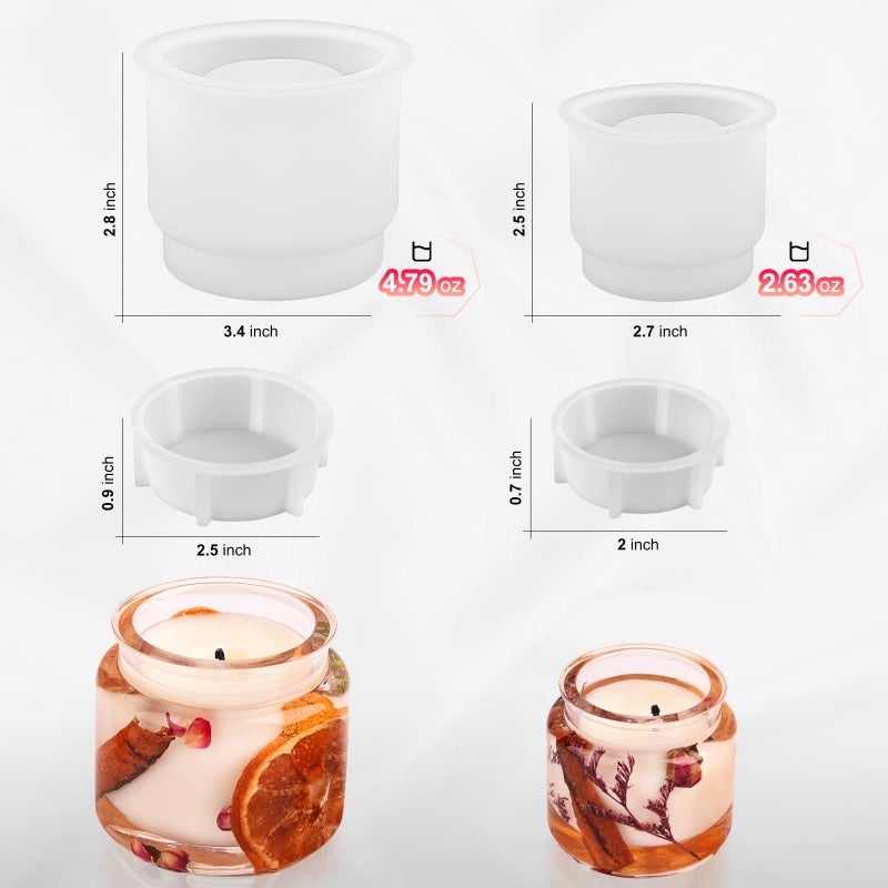 Actvty Jar Silicone Molds, Jar Resin Mold with Lids, 2 Sets of Candle Jar Molds of Different Sizes, Epoxy Resin Casting Mold for DIY Jewelry Storage Box, Candle Jar, Craft Gifts - Image 2