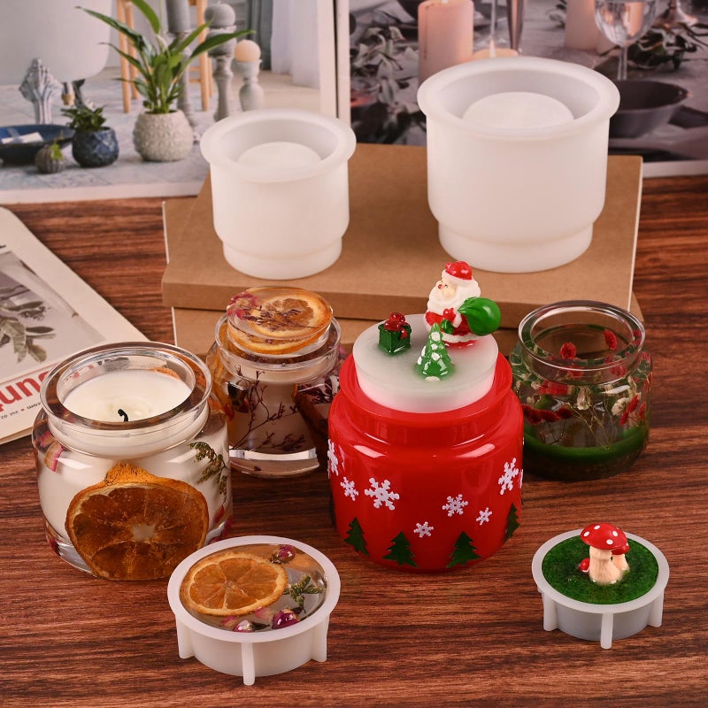 Actvty Jar Silicone Molds, Jar Resin Mold with Lids, 2 Sets of Candle Jar Molds of Different Sizes, Epoxy Resin Casting Mold for DIY Jewelry Storage Box, Candle Jar, Craft Gifts - Image 5