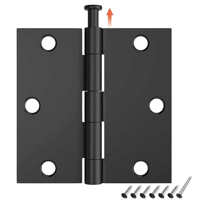 Hosom 12 مفصلات أبواب مقاس 3.5 بوصة مع زاوية مربعة سوداء غير لامعة لمفصلات الأبواب الداخلية لغرفة النوم وخزانة الحمام والمزيد - Image 1