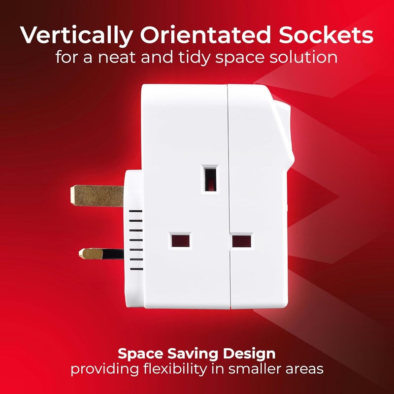 MASTERPLUG Three Socket Surge Protected Adaptor with Individual Switches - Image 3