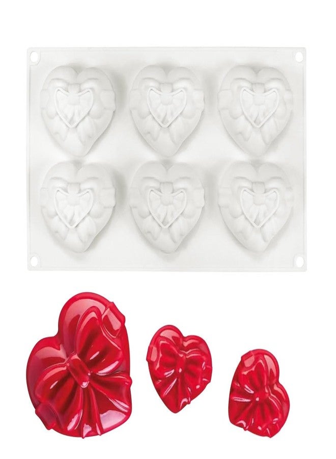 mostsom 3D Bow Love Heart Silicone Cake Moulds Heart Fondant Decorating Tools Chocolate Pastry Molds Kitchen Baking Accessories (Heart G_11.8 X6.92 X1.4inch) - Image 1