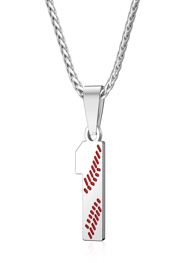 Wikavanli Personalized Baseball Necklaces Jersey Number 00-99 Necklace Stainless Steel Baseball Chain Pendant Necklace Baseball Team Jewelry Gift for Boys Girls Men Women (1) - Image 1