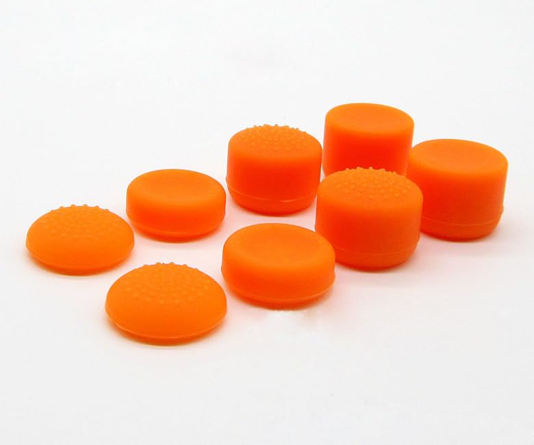 Ambertown Pack of 8 pcs Analog Controller Gamepad Raised Antislip Thumb Stick Grips Thumbsticks Joystick Cap Cover for PS5, PS4, PS3, Switch Pro, Xbox one, Xbox 360, Wii U, PS2 Controller (Orange) - Image 2