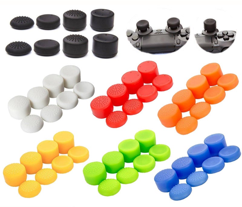 Ambertown Pack of 8 pcs Analog Controller Gamepad Raised Antislip Thumb Stick Grips Thumbsticks Joystick Cap Cover for PS5, PS4, PS3, Switch Pro, Xbox one, Xbox 360, Wii U, PS2 Controller (Orange) - Image 1
