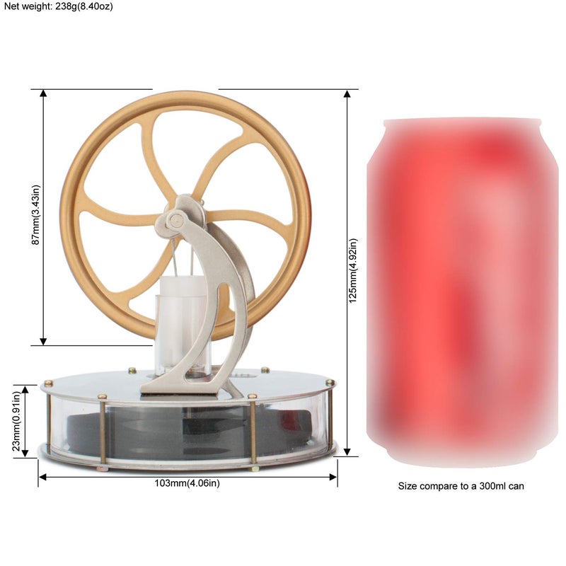 DjuiinoStar Most Classical Low Temperature Stirling Engine, Unique Coffee Timer, Best Gift Option, Educational Toy, Steam Engine Model DLTD-303 - Image 3