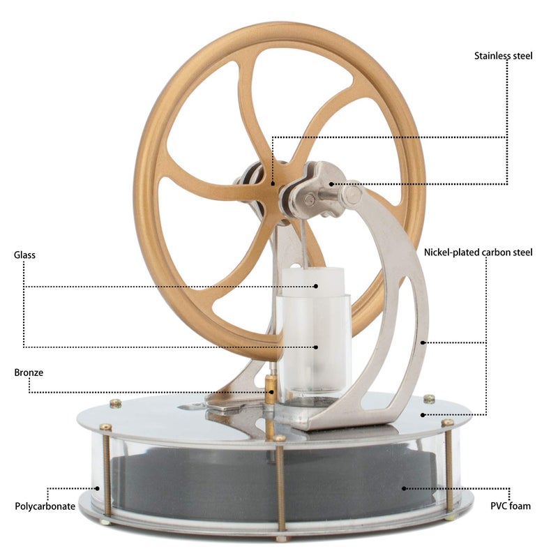 DjuiinoStar Most Classical Low Temperature Stirling Engine, Unique Coffee Timer, Best Gift Option, Educational Toy, Steam Engine Model DLTD-303 - Image 4