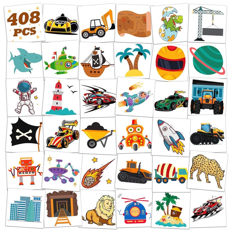 Leesgel Leesgel 408 PCS Temporary Tattoo Kids Party Favors, Individually Wrapped Kids Tattoos School Supplies Teacher Stickers, Funny Custom Birthday Goodie Bags Stuffers Fillers