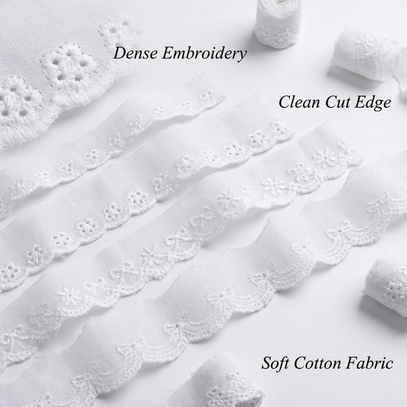 GXTIZAS Eyelet Lace Trim Set - 25 Yards Total, 5 Styles x 5 Yards, White Embroidered Eyelet Lace Ribbon for Sewing, Crafts, Clothing, Home Decor - Image 3