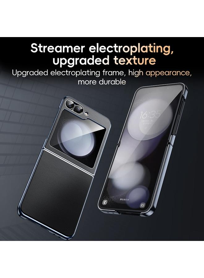 اس-توب جراب لهاتف Samsung Galaxy Z Flip6 بإطار مطلي بالكهرباء قابل للطي من مادة البولي يوريثان - Image 3