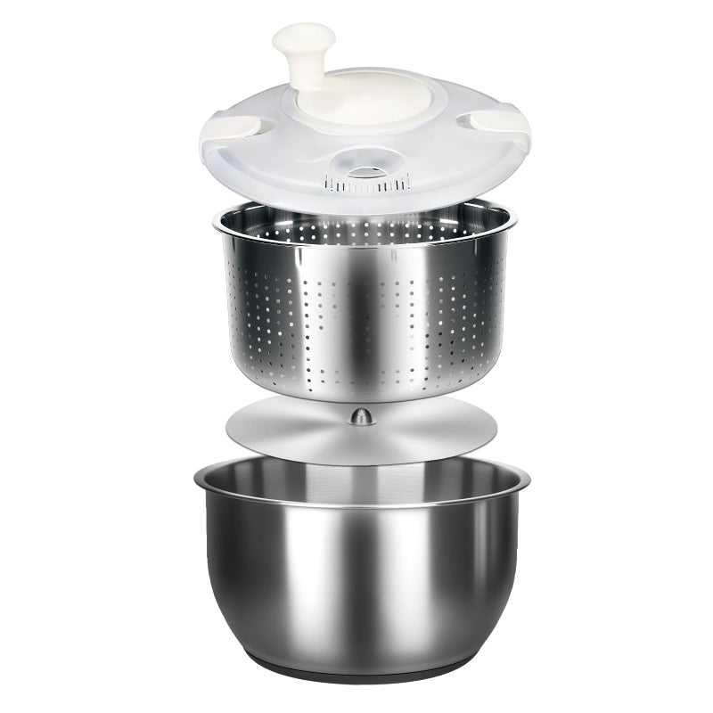Zypilatsry 6L-Stainless Steel Salad Rotator, Vegetable Dishwasher,Lettuce Cleaner and Dryer, Kitchen Strainers. - Image 1