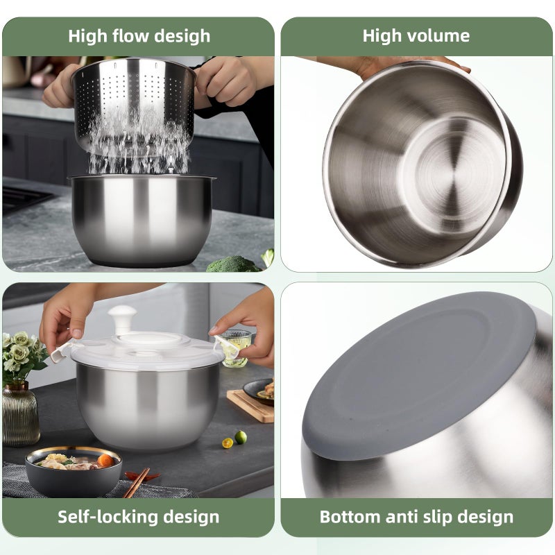 Zypilatsry 6L-Stainless Steel Salad Rotator, Vegetable Dishwasher,Lettuce Cleaner and Dryer, Kitchen Strainers. - Image 2