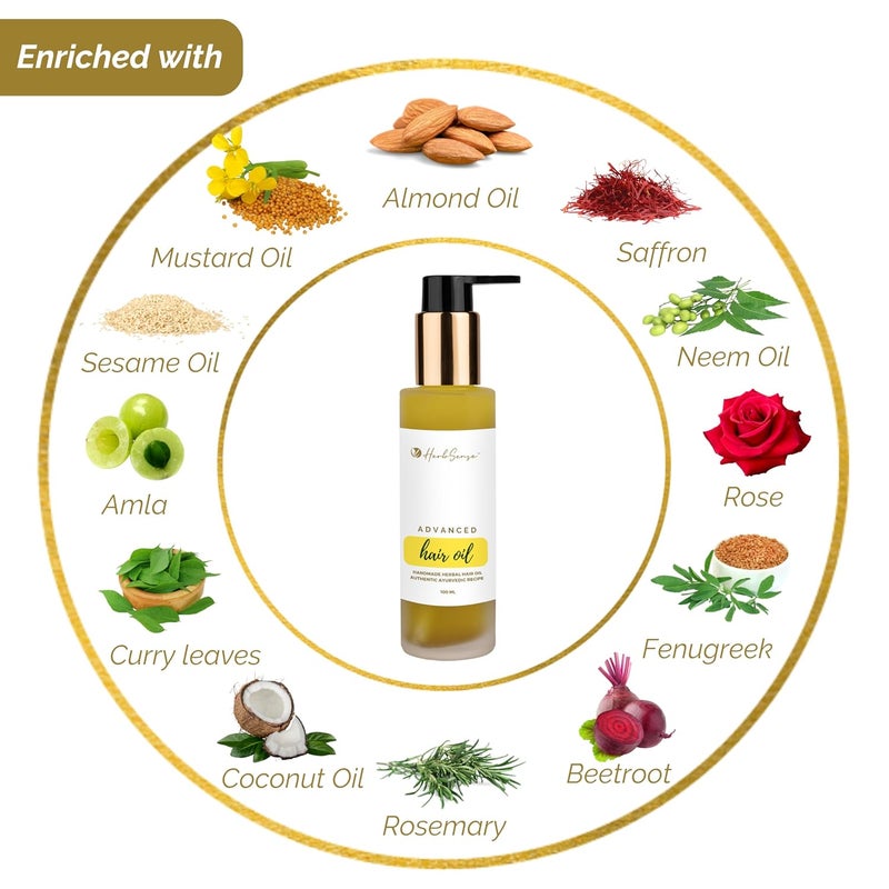 Herbsense زيت شعر هيربسينس الطبيعي للرجال والنساء غير مسخن خالي من المواد الكيميائية مدعوم بالأعشاب مثل إكليل الجبل والحلبة 100 مل - Image 3