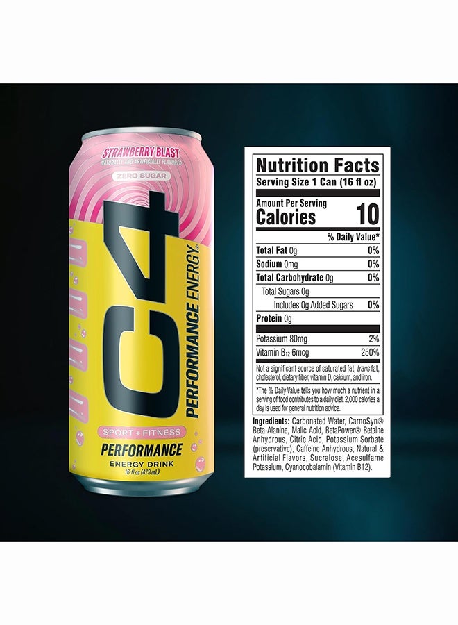CELLUCOR C4 Energy Crb Strawberry blast  12/16oz Pack Of 12 - Image 2