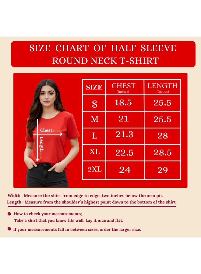 PRINTSHOP4ME Pack Of 5 Women's Round Neck T-Shirts | Short Sleeve | Cotton Tees | Comfortable Casual Wear For Daily Use, Gym - Image 3