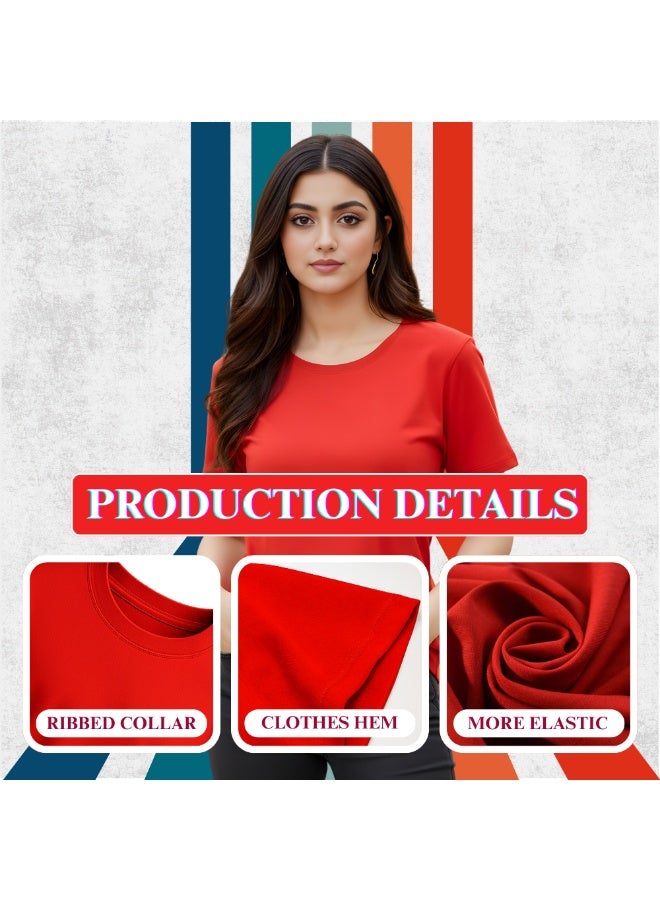 PRINTSHOP4ME Pack Of 5 Women's Round Neck T-Shirts | Short Sleeve | Cotton Tees | Comfortable Casual Wear For Daily Use, Gym - Image 5