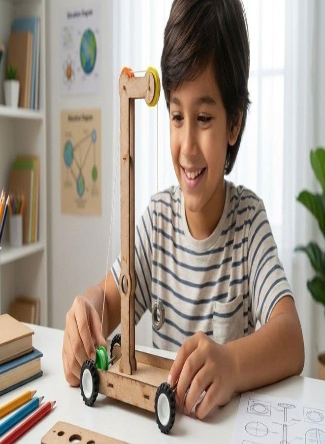 ERH India DIY Wooden Gravity Powered Car Working Model Science Project Kit STEM Educational Learning Toy for School Kids Students Exhibition - Image 3